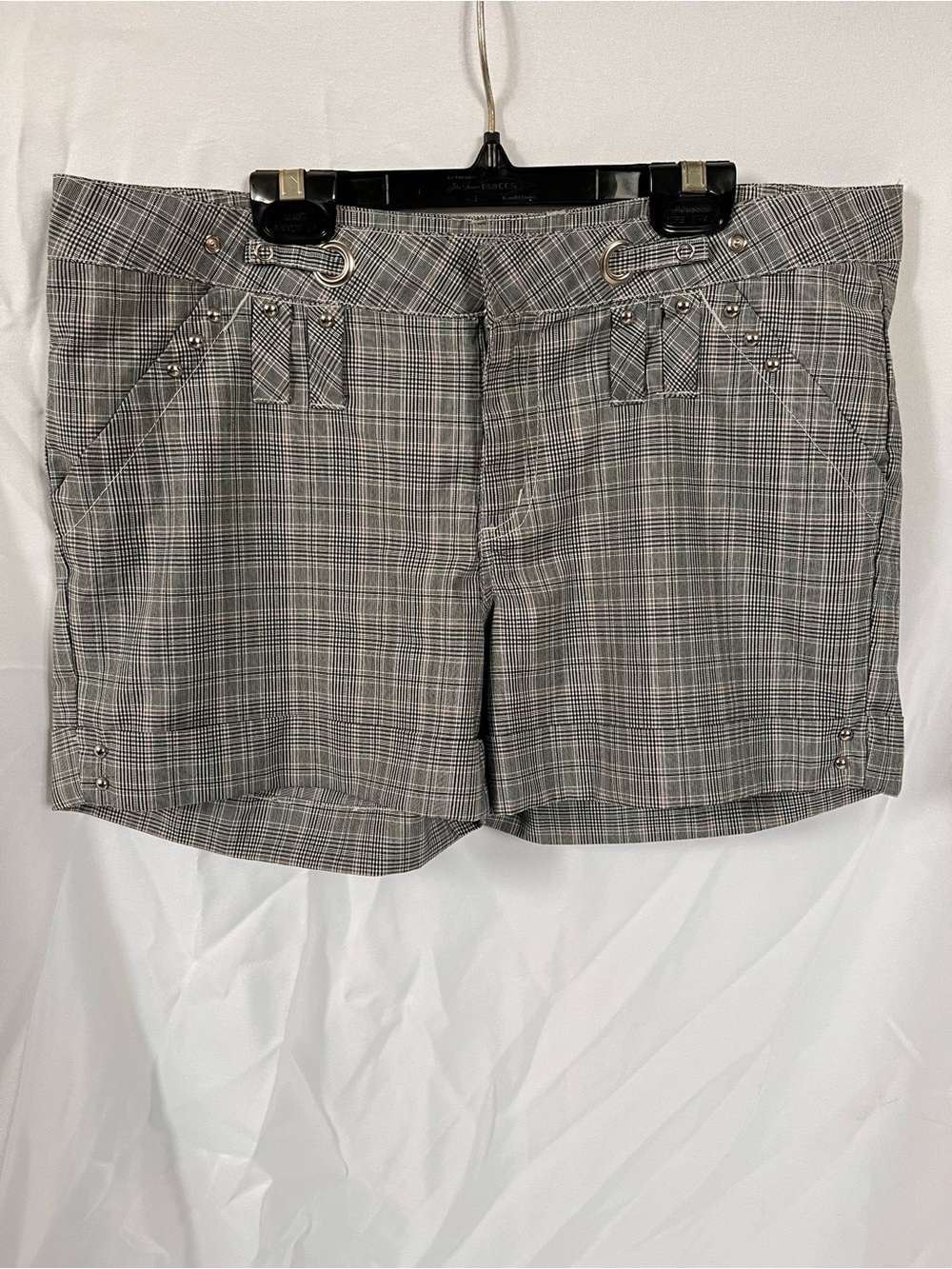 Urban Life - Women's Gray Plaid Shorts with Stud Detail